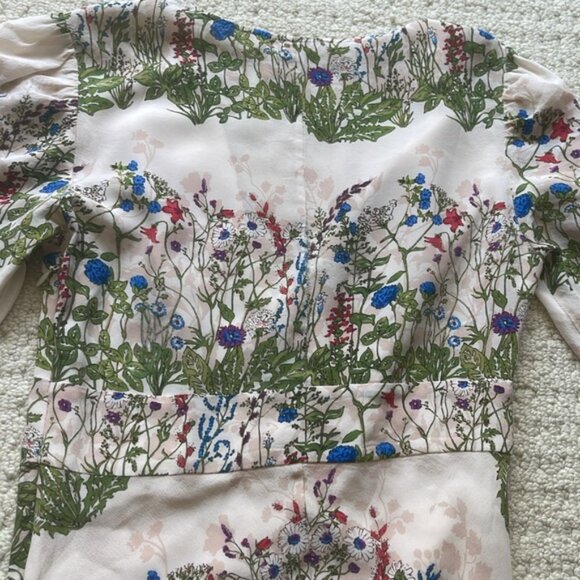 Maje Riviere Floral-Print Silk Crepe De Chine Mini Dress Size EU 36 - Picture 9 of 16